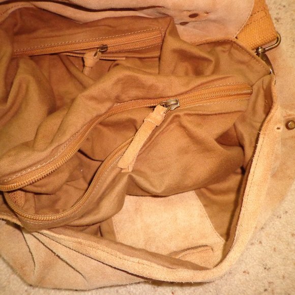 Free People Mojave Messenger Bag Leather Distressed Tan Adj Strap - Picture 8 of 14